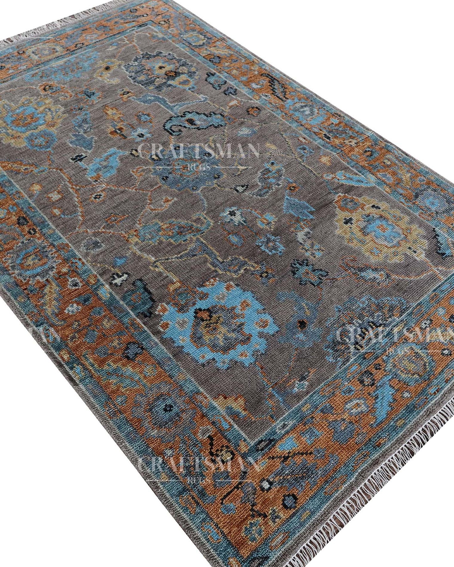 Ruvra Wool Hand-Knotted Oushak-Inspired Rug