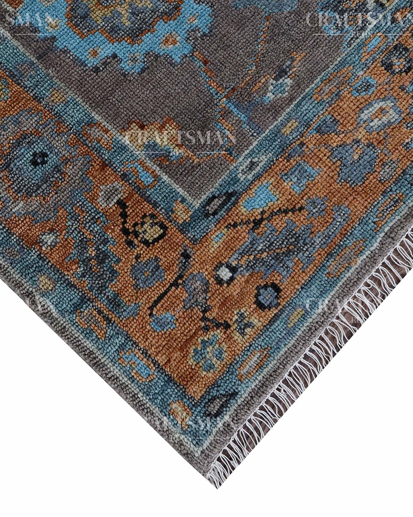 Ruvra Wool Hand-Knotted Oushak-Inspired Rug