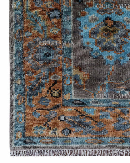 Ruvra Wool Hand-Knotted Oushak-Inspired Rug