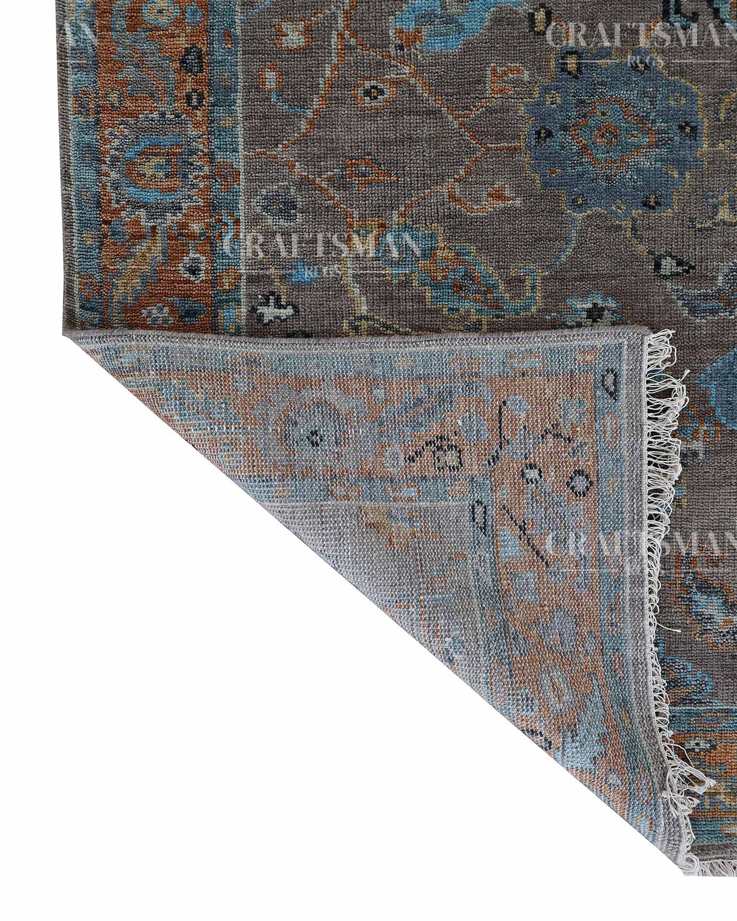 Ruvra Wool Hand-Knotted Oushak-Inspired Rug