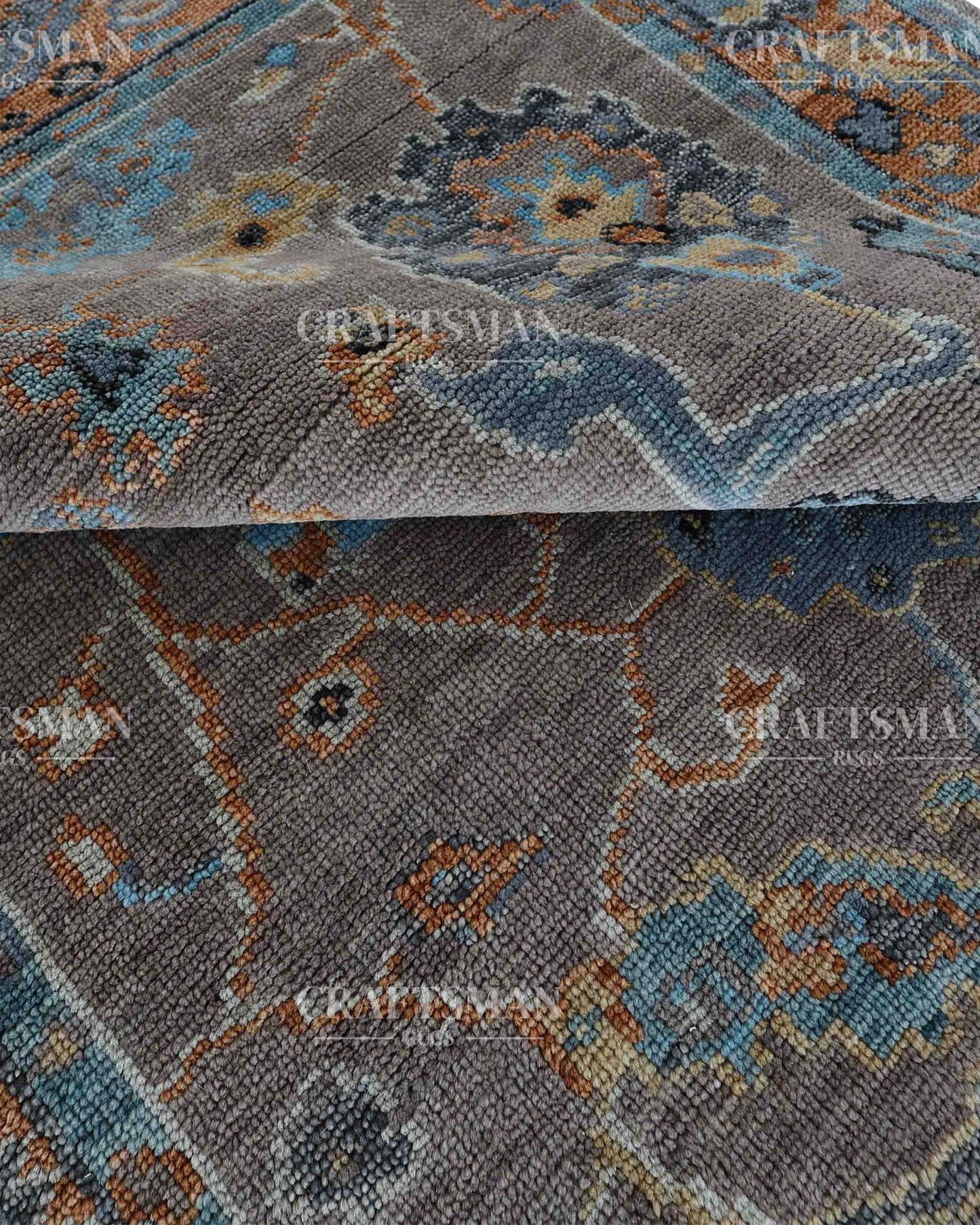 Ruvra Wool Hand-Knotted Oushak-Inspired Rug