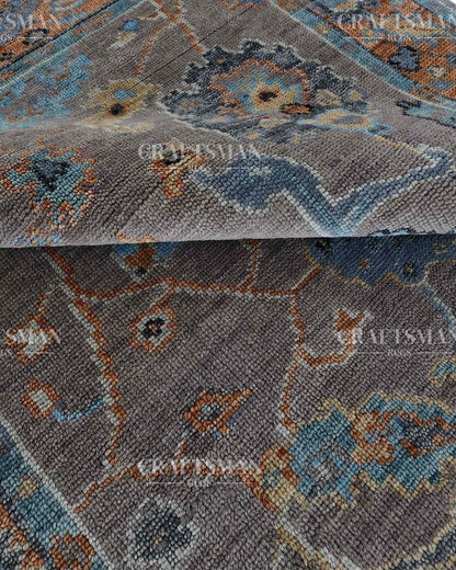 Ruvra Wool Hand-Knotted Oushak-Inspired Rug