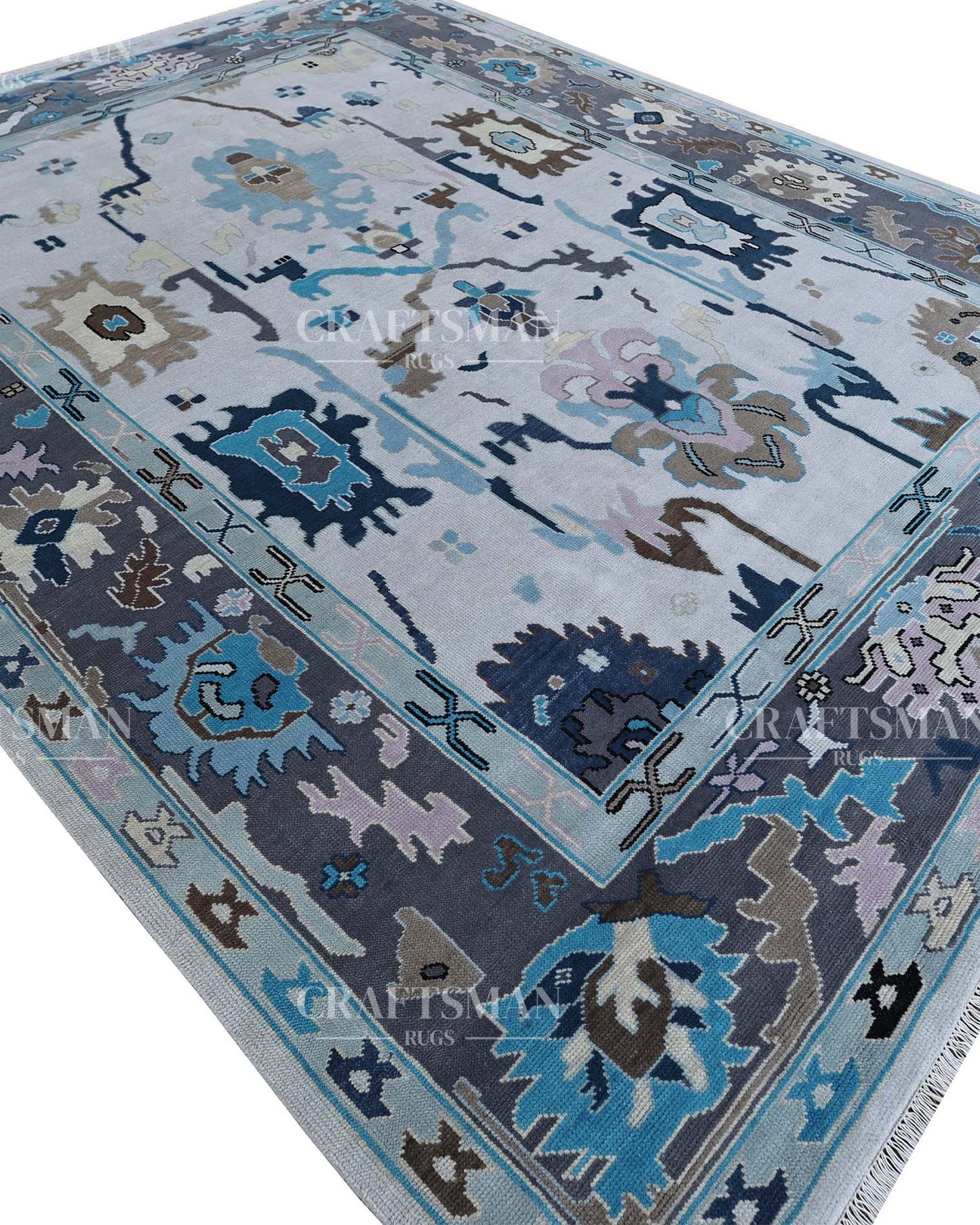 Avrod Wool Hand-Knotted Oushak-Inspired Rug