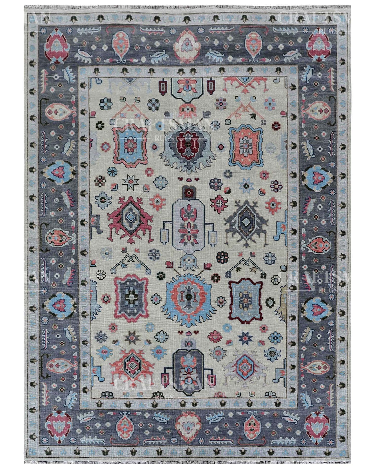 Kervan Wool Hand-Knotted Oushak-Inspired Rug