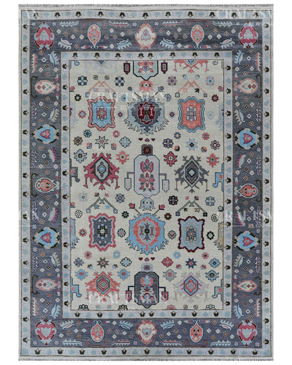Kervan Wool Hand-Knotted Oushak-Inspired Rug
