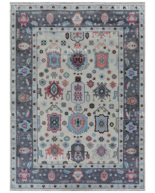 Kervan Wool Hand-Knotted Oushak-Inspired Rug