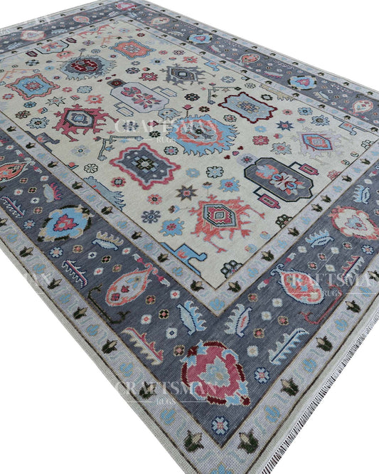 Kervan Wool Hand-Knotted Oushak-Inspired Rug