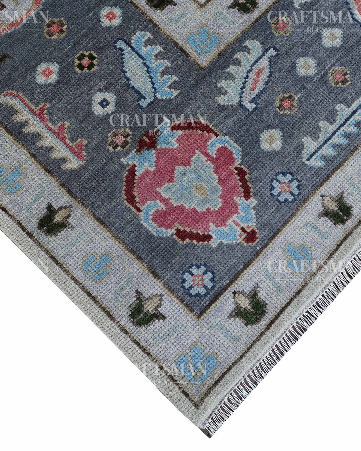 Kervan Wool Hand-Knotted Oushak-Inspired Rug