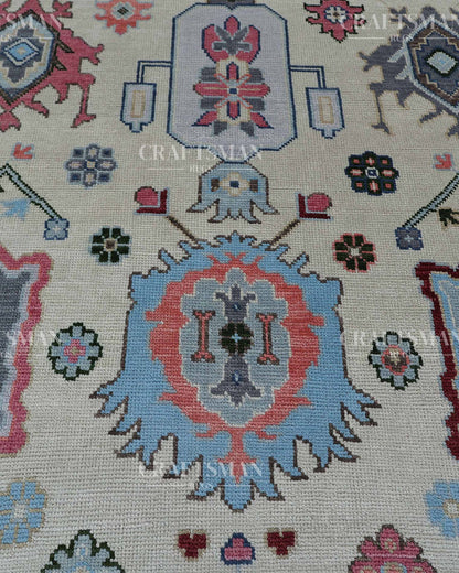 Kervan Wool Hand-Knotted Oushak-Inspired Rug