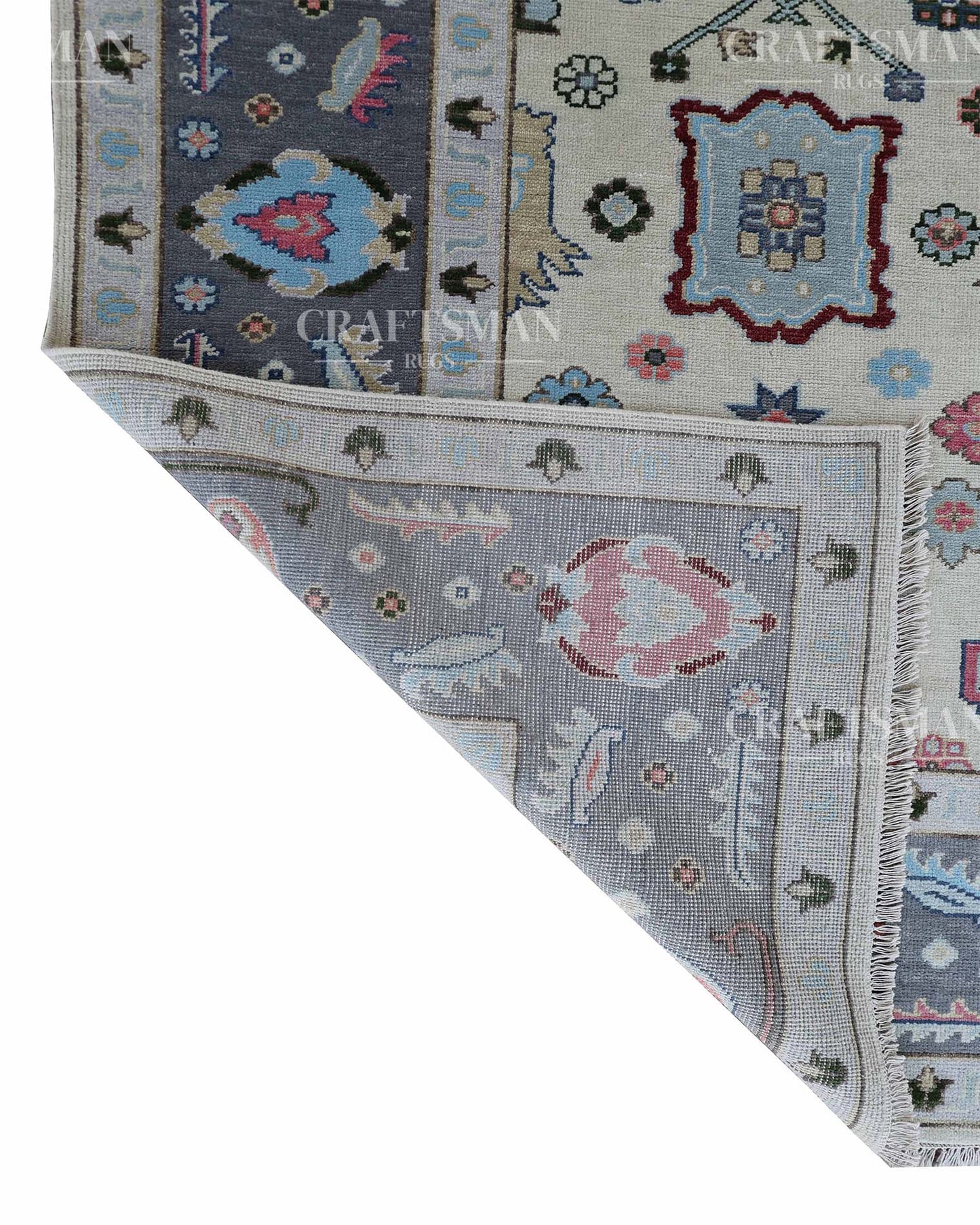 Kervan Wool Hand-Knotted Oushak-Inspired Rug