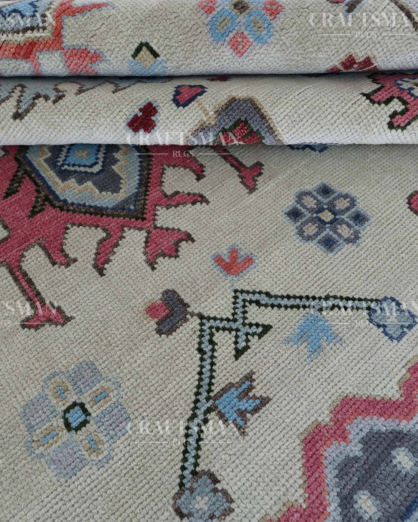 Kervan Wool Hand-Knotted Oushak-Inspired Rug