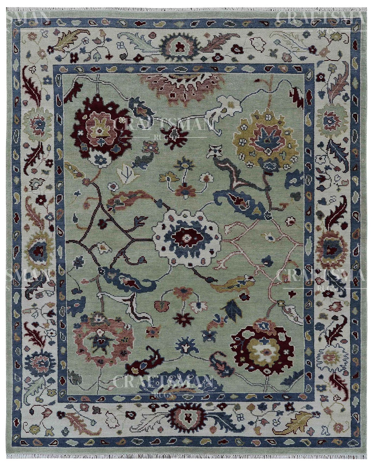 Polrin Wool Hand-Knotted Oushak-Inspired Rug