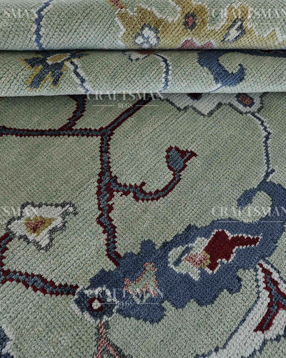 Polrin Wool Hand-Knotted Oushak-Inspired Rug
