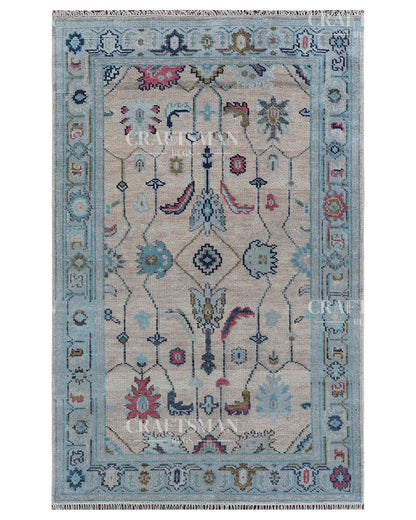 Delros Wool Hand-Knotted Oushak-Inspired Rug
