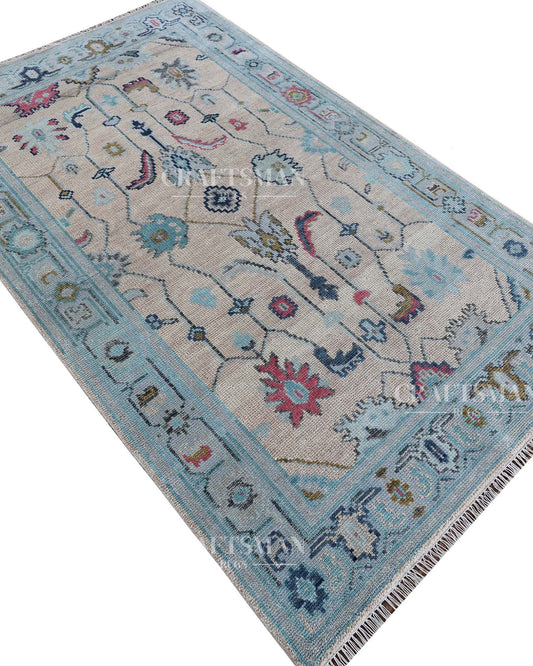 Delros Wool Hand-Knotted Oushak-Inspired Rug