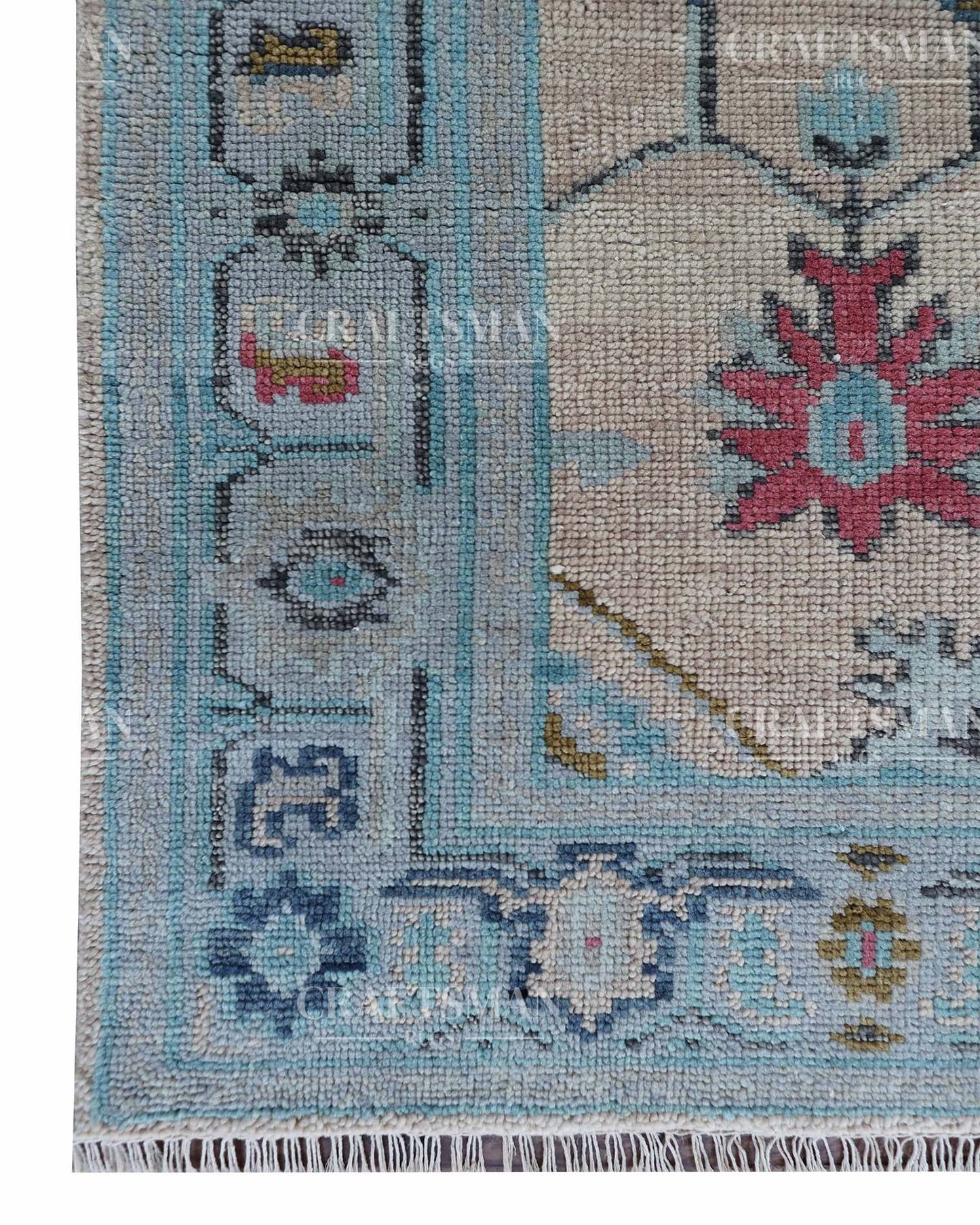 Delros Wool Hand-Knotted Oushak-Inspired Rug