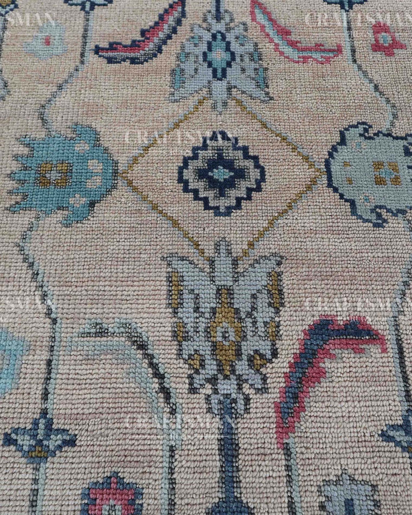 Delros Wool Hand-Knotted Oushak-Inspired Rug