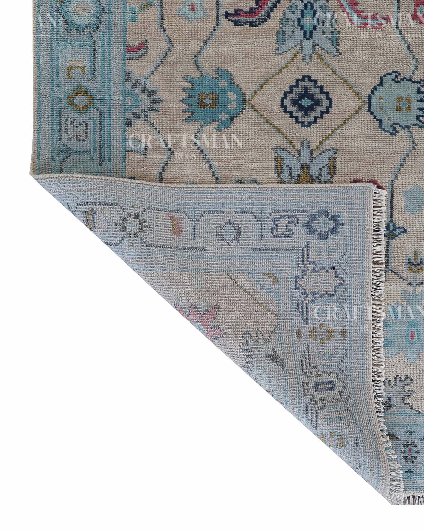 Delros Wool Hand-Knotted Oushak-Inspired Rug