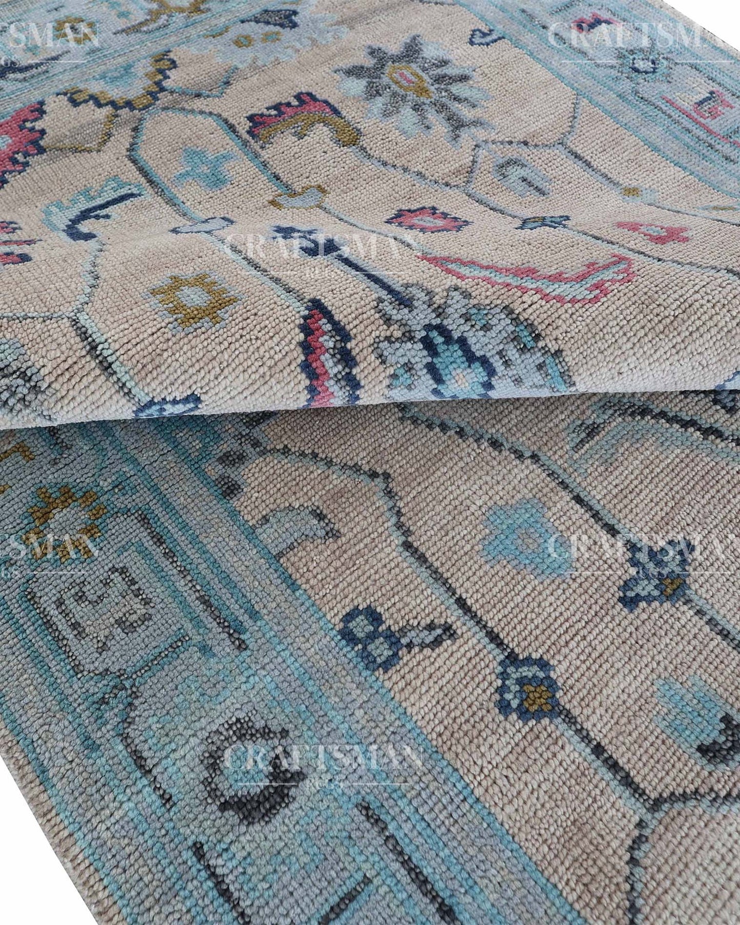 Delros Wool Hand-Knotted Oushak-Inspired Rug