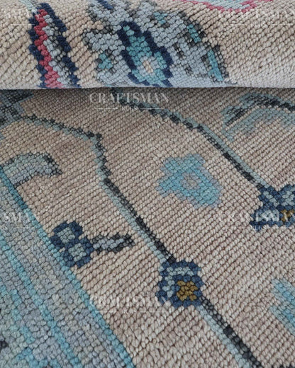 Delros Wool Hand-Knotted Oushak-Inspired Rug