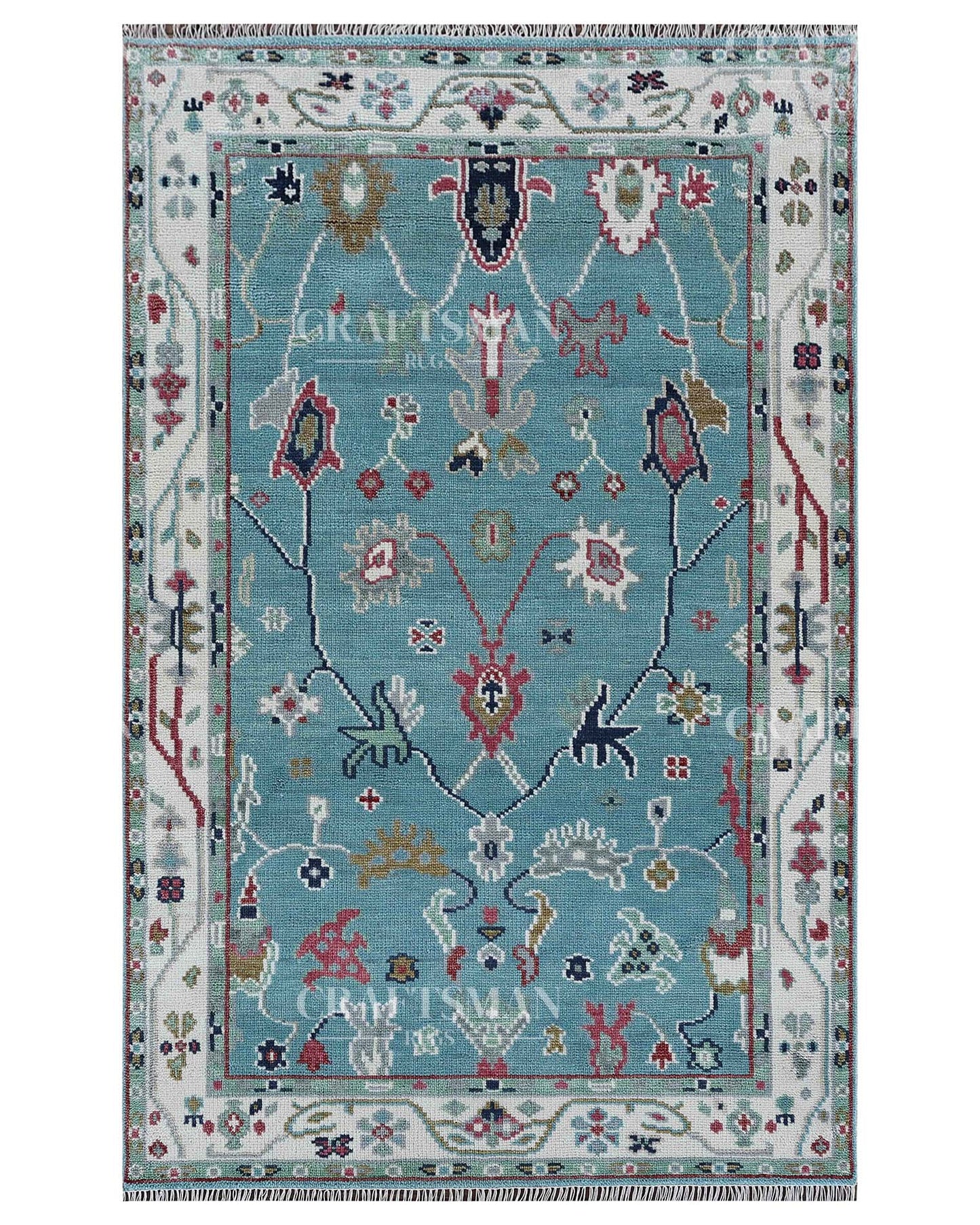 Farris Wool Hand-Knotted Oushak-Inspired Rug