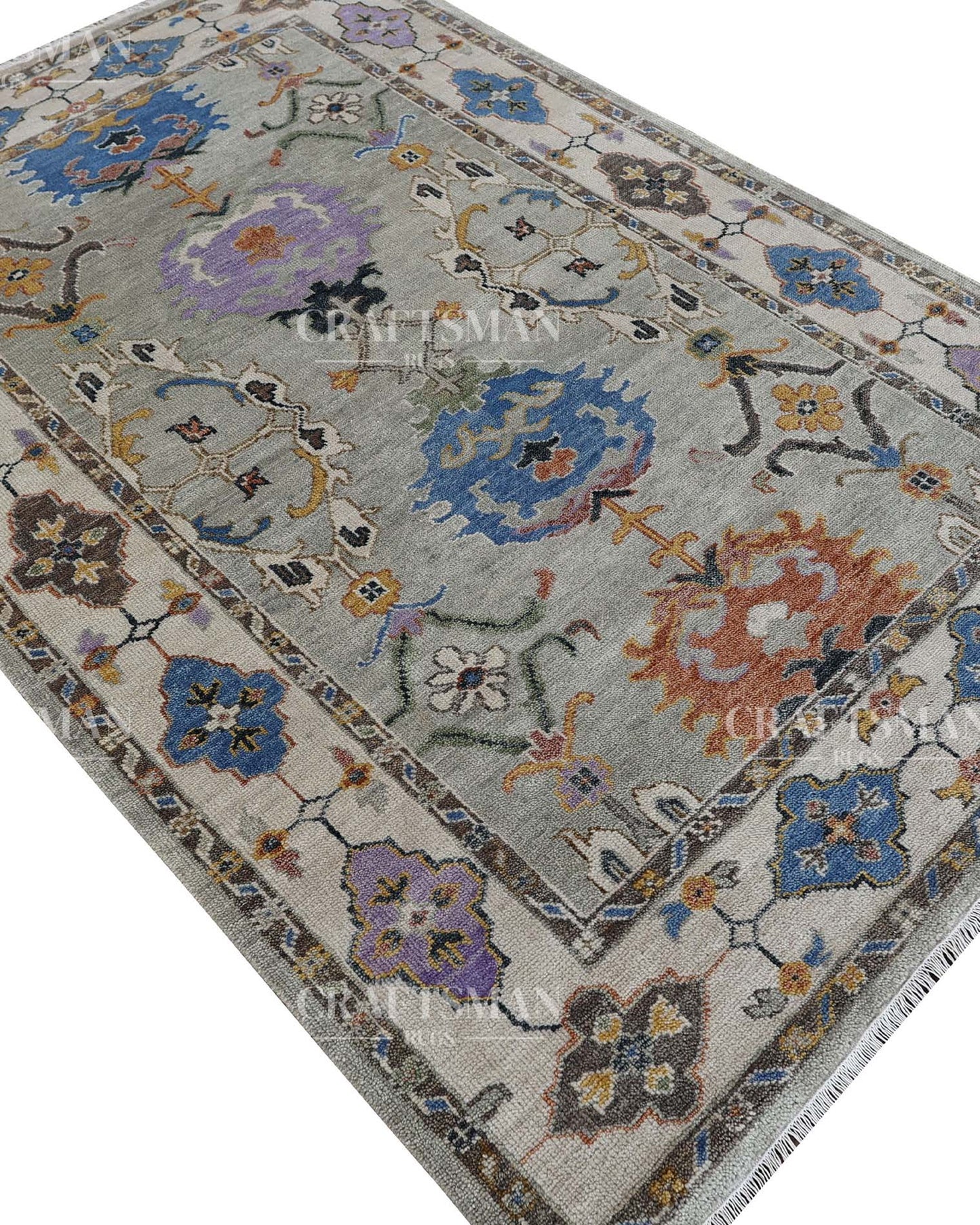 Lomir Wool Hand-Knotted Oushak-Inspired Rug