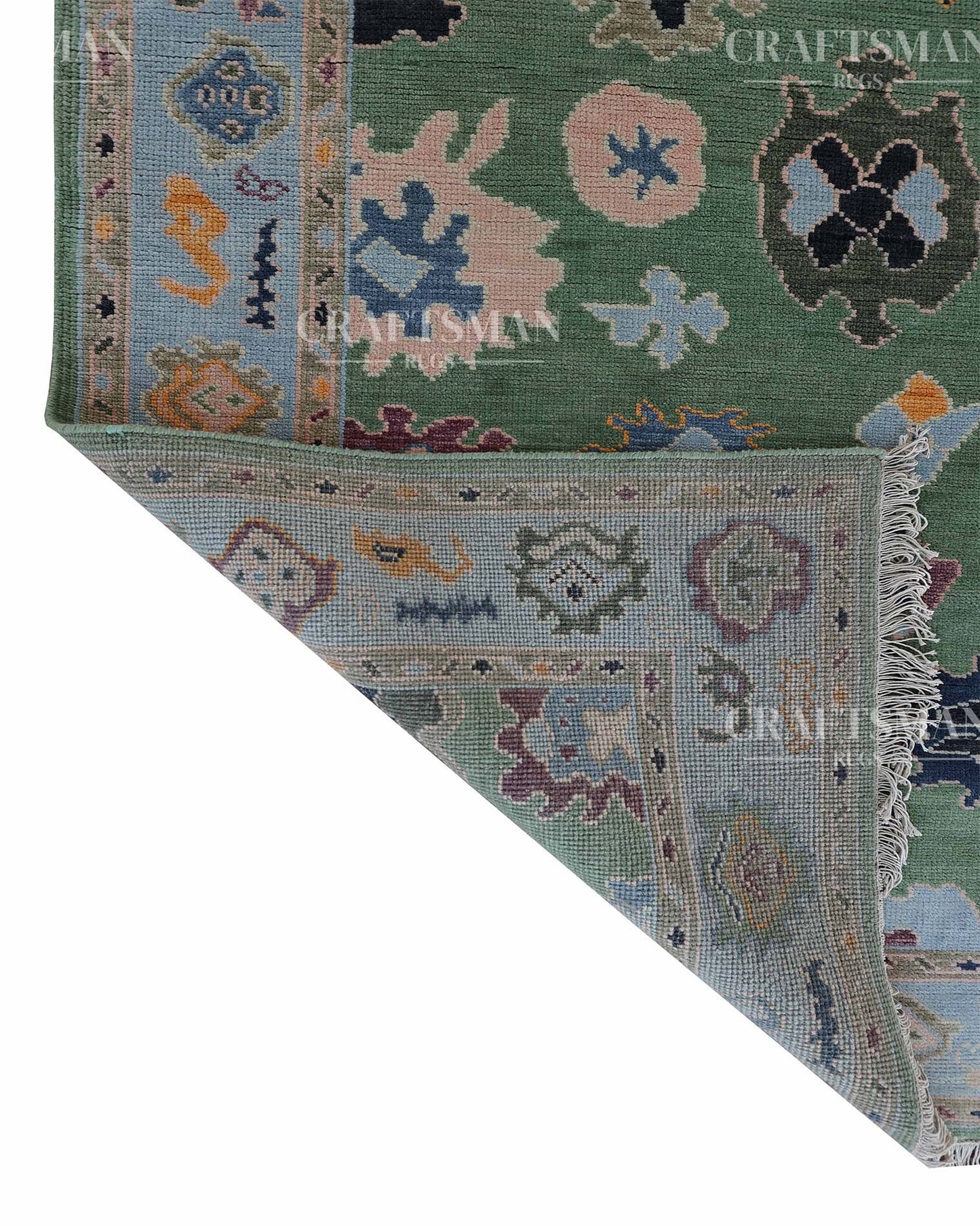 Yavrin Wool Hand-Knotted Oushak-Inspired Rug