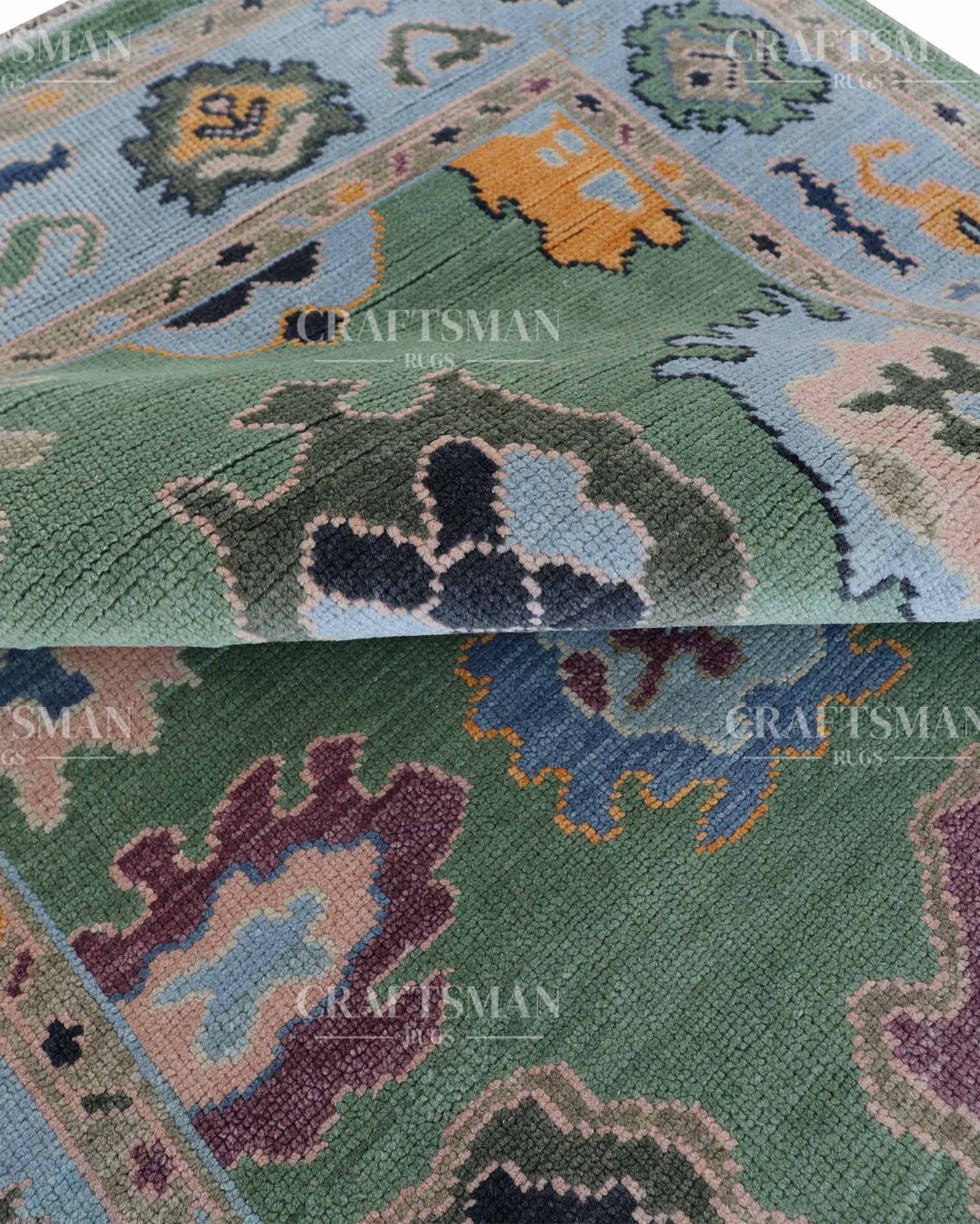 Yavrin Wool Hand-Knotted Oushak-Inspired Rug