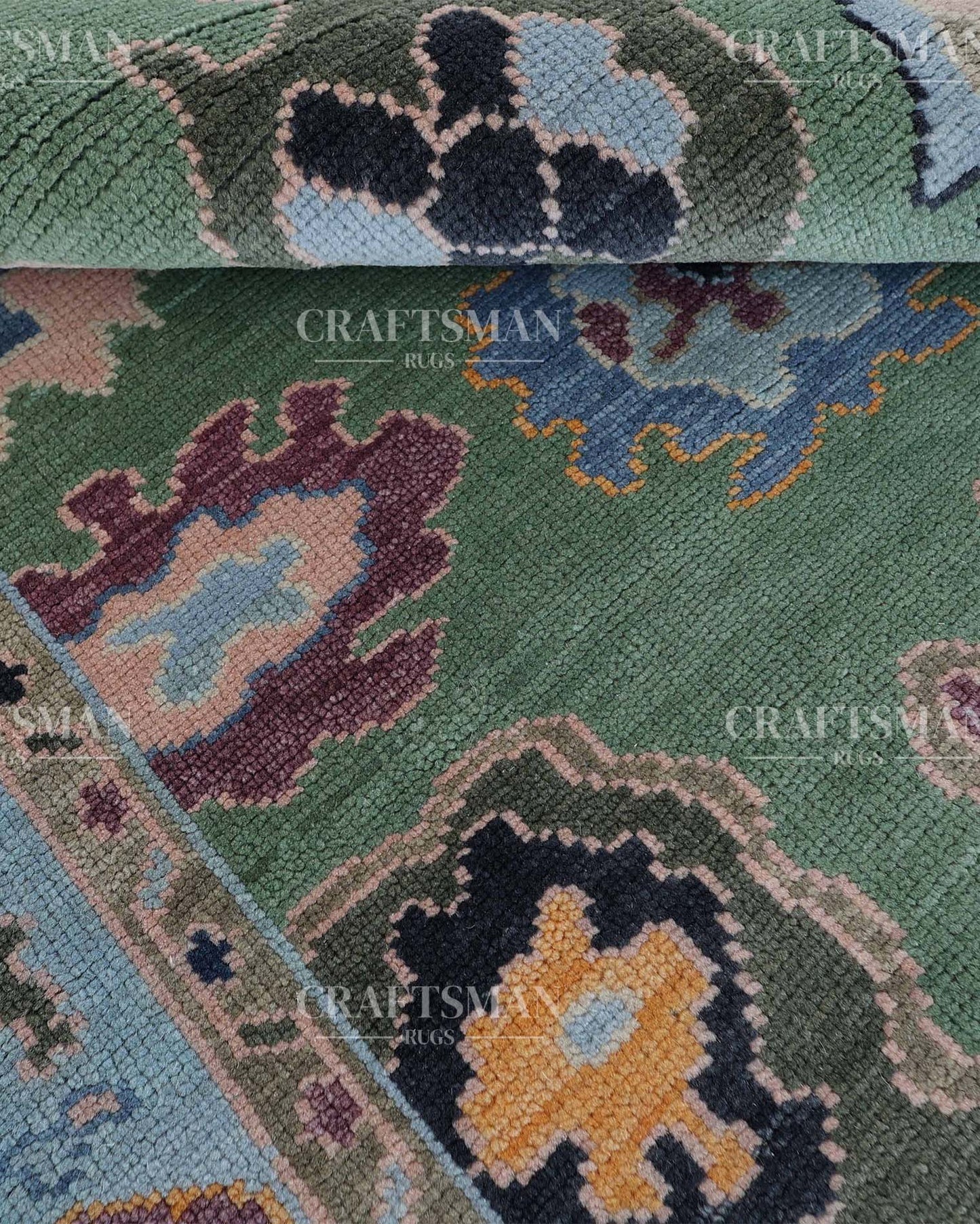 Yavrin Wool Hand-Knotted Oushak-Inspired Rug