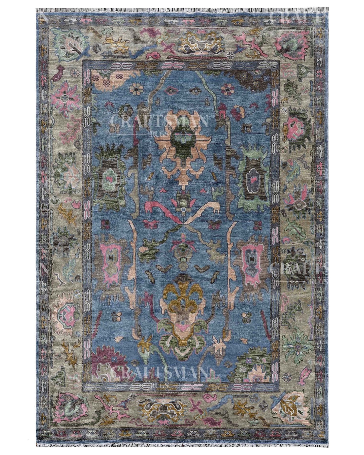 Marvon Wool Hand-Knotted Oushak-Inspired Rug