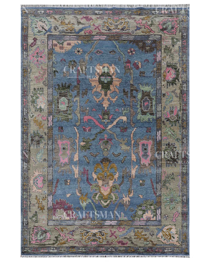 Marvon Wool Hand-Knotted Oushak-Inspired Rug