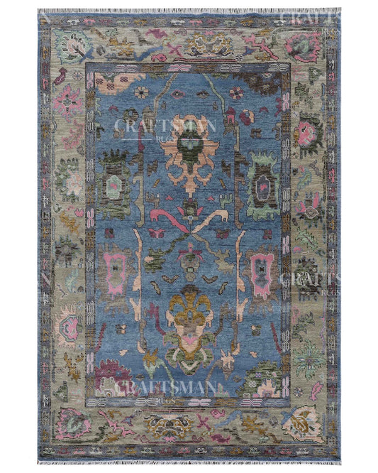 Marvon Wool Hand-Knotted Oushak-Inspired Rug