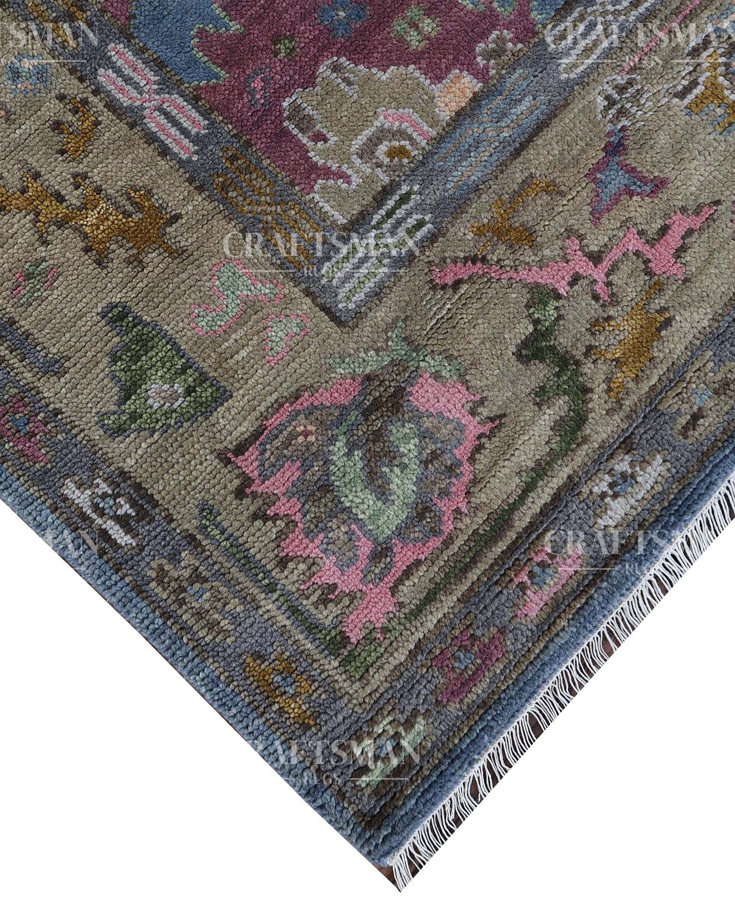 Marvon Wool Hand-Knotted Oushak-Inspired Rug