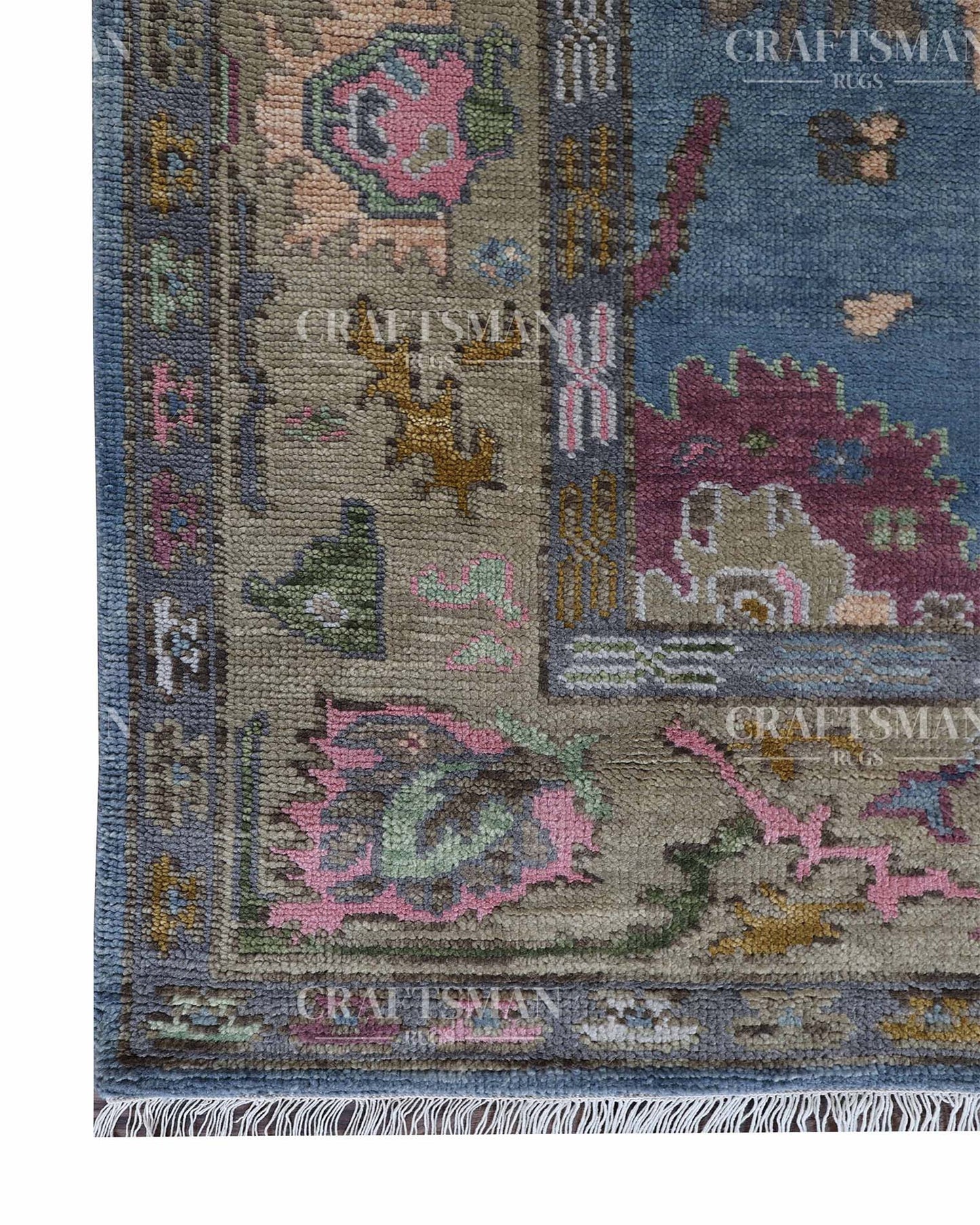 Marvon Wool Hand-Knotted Oushak-Inspired Rug