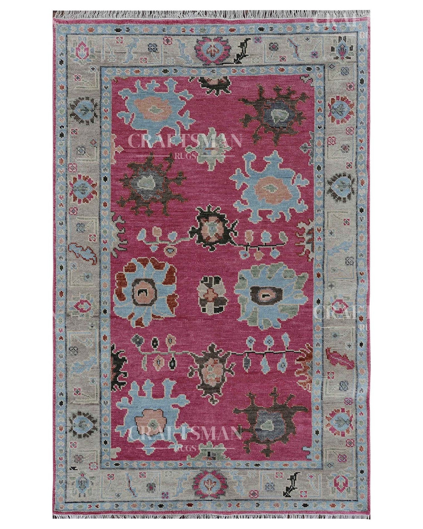 Nuvin Wool Hand-Knotted Oushak-Inspired Rug
