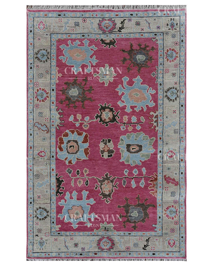 Nuvin Wool Hand-Knotted Oushak-Inspired Rug