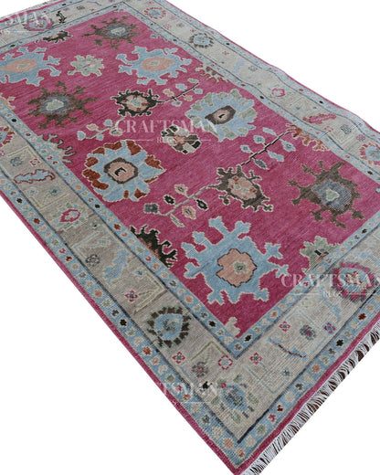 Nuvin Wool Hand-Knotted Oushak-Inspired Rug