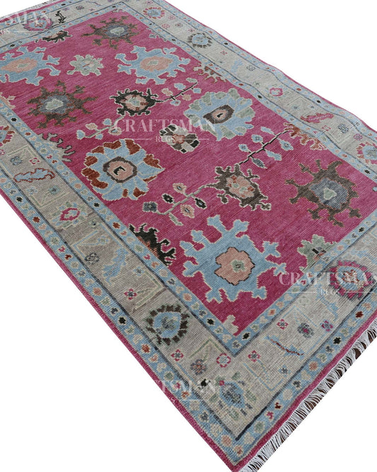 Nuvin Wool Hand-Knotted Oushak-Inspired Rug