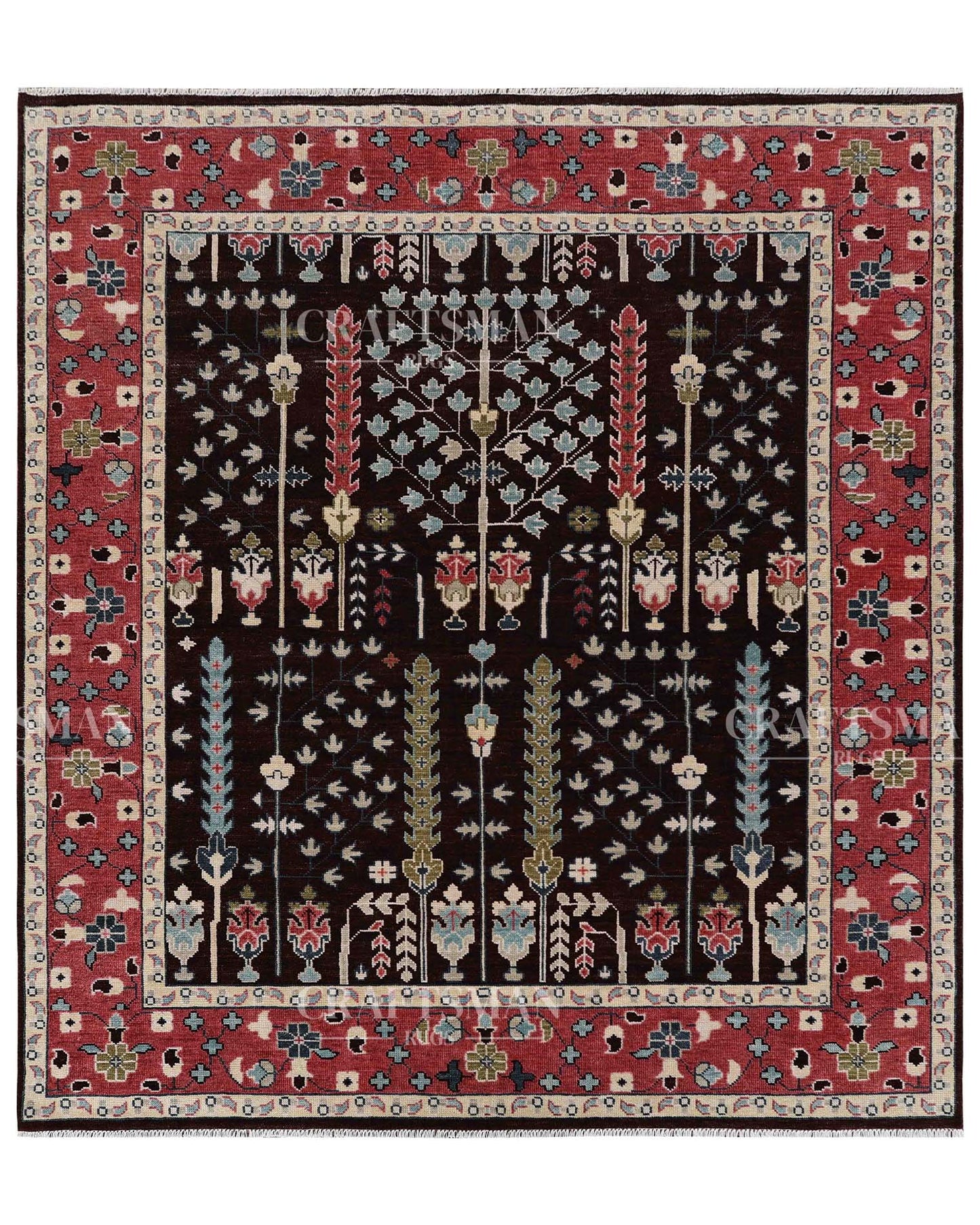 Dorvis Wool Hand-Knotted Oushak-Inspired Rug