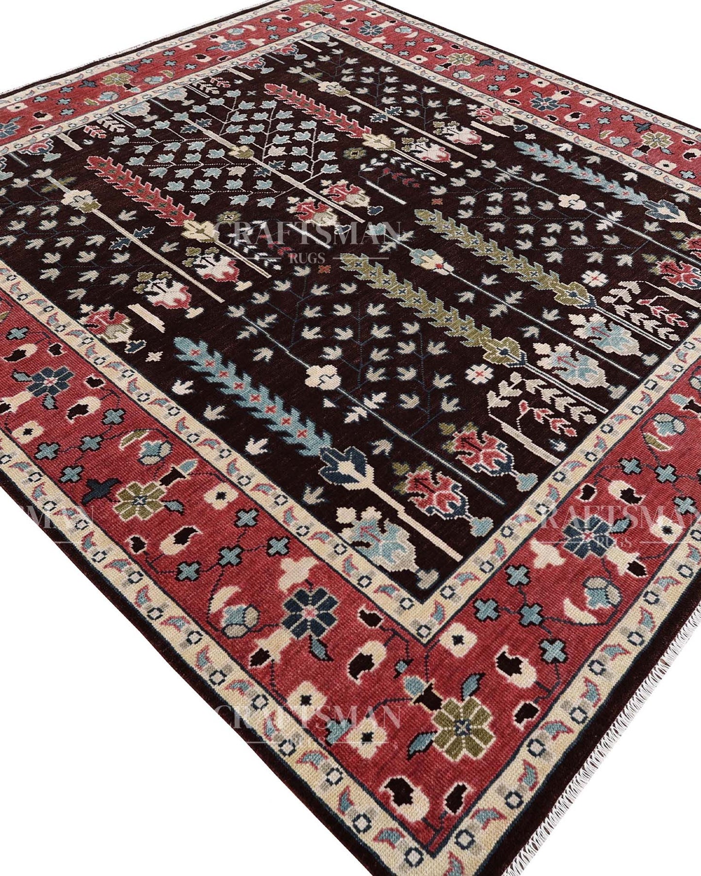 Dorvis Wool Hand-Knotted Oushak-Inspired Rug