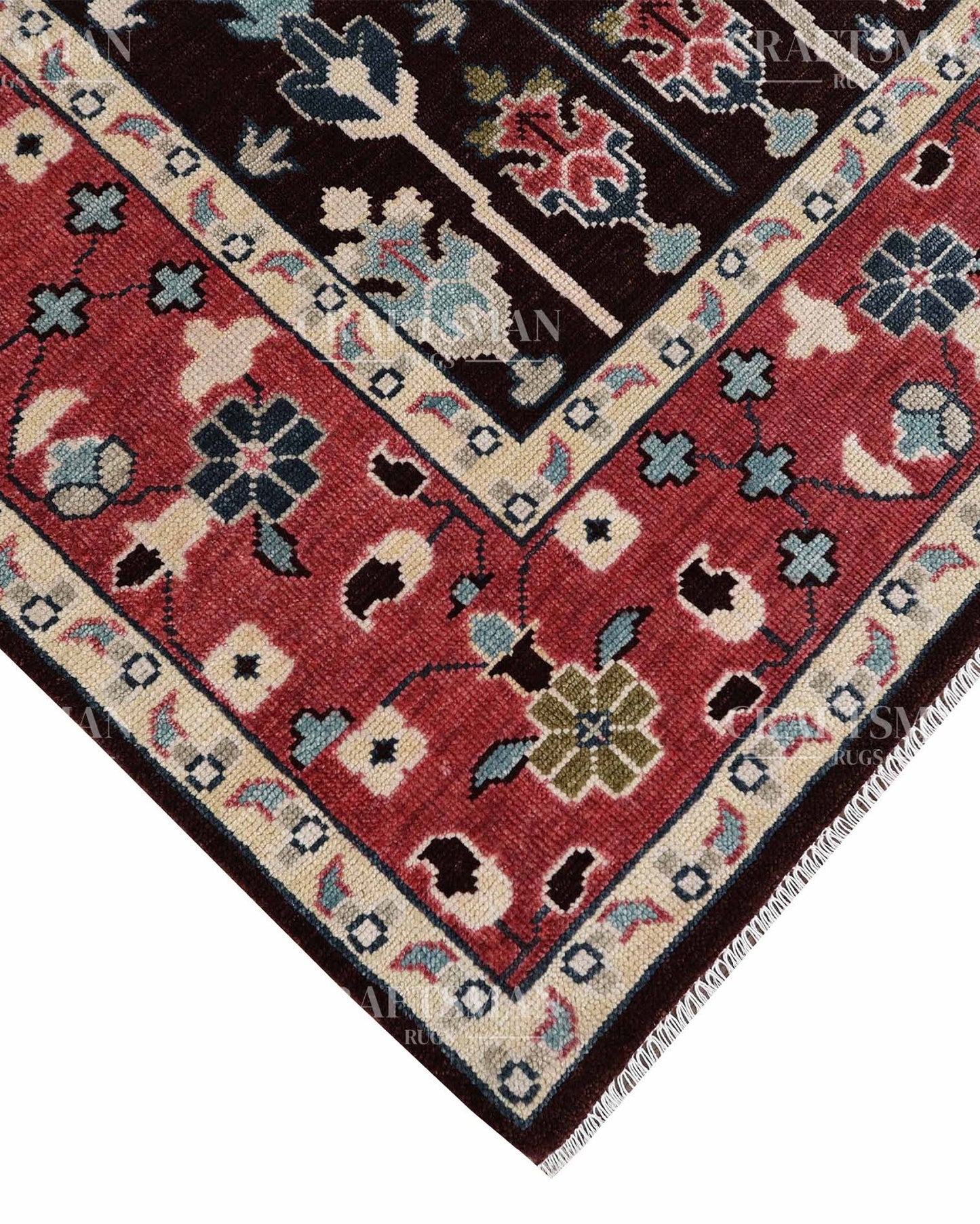 Dorvis Wool Hand-Knotted Oushak-Inspired Rug