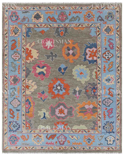 Lirven Wool Hand-Knotted Oushak-Inspired Rug