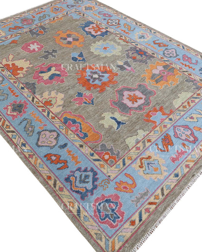 Lirven Wool Hand-Knotted Oushak-Inspired Rug