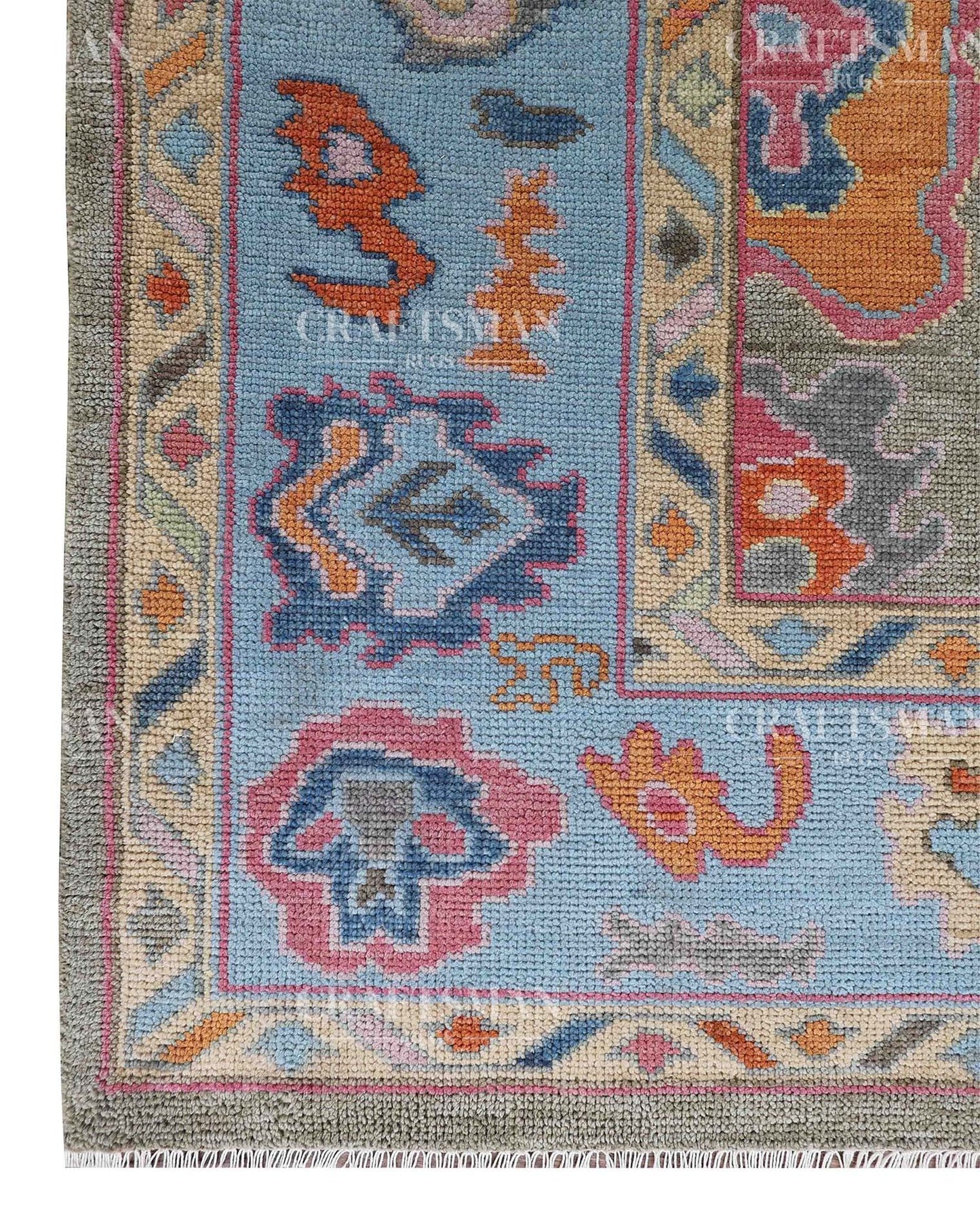 Lirven Wool Hand-Knotted Oushak-Inspired Rug