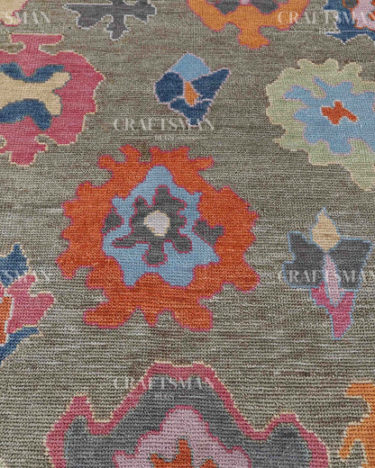 Lirven Wool Hand-Knotted Oushak-Inspired Rug