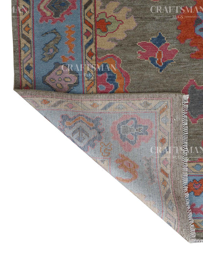 Lirven Wool Hand-Knotted Oushak-Inspired Rug