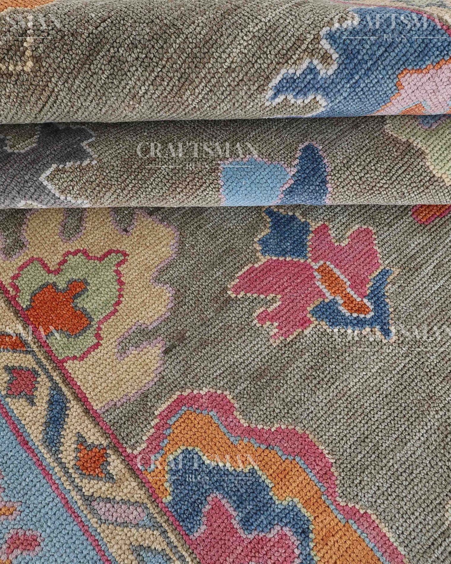 Lirven Wool Hand-Knotted Oushak-Inspired Rug