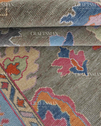 Lirven Wool Hand-Knotted Oushak-Inspired Rug