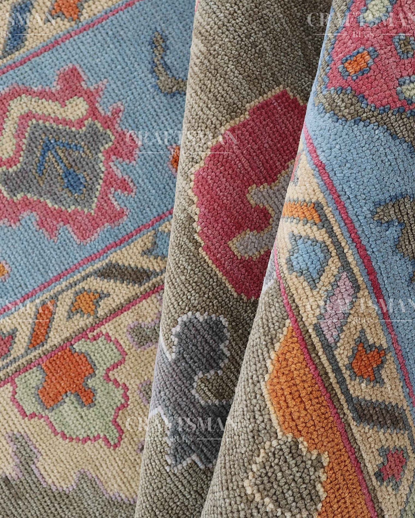 Lirven Wool Hand-Knotted Oushak-Inspired Rug