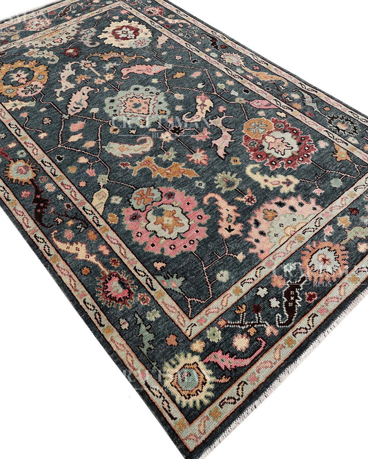 Travin Wool Hand-Knotted Oushak-Inspired Rug